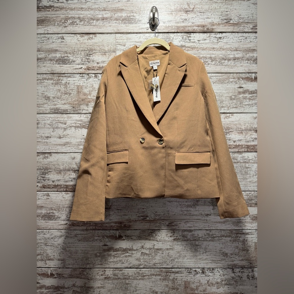 The Drop Womens Jones Classic Slim Blazer Camel M NWT